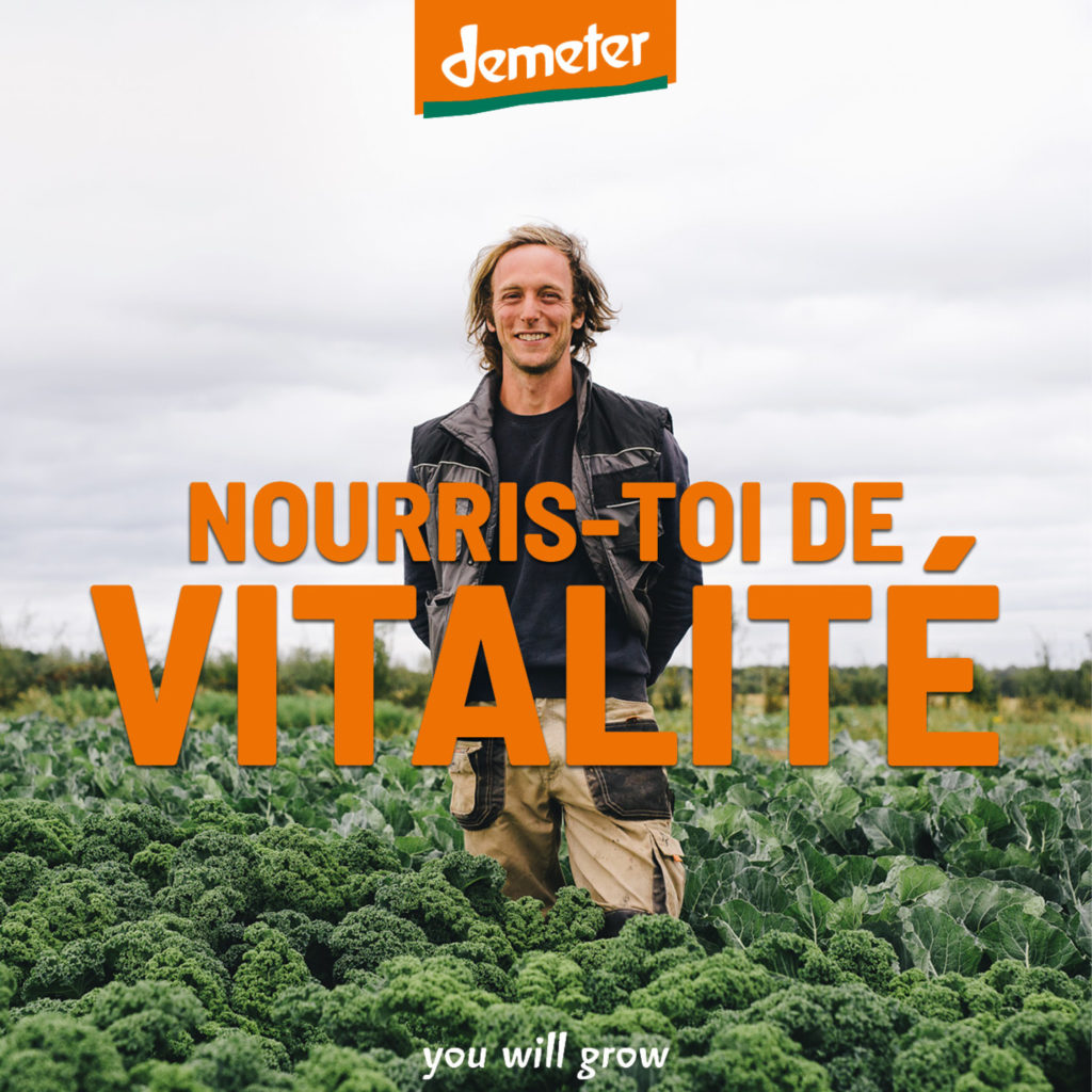 Affiche campagne You will grow avec maraîcher Demeter